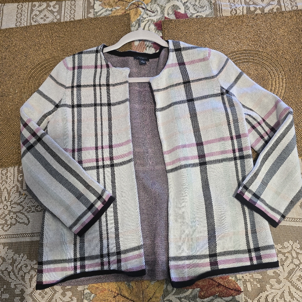 Ann Taylor Plaid Sweater Cardigan Size S